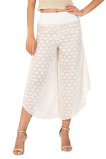 Load image into Gallery viewer, Ivory Embroidered Asymmetric Cropped Tango Pants (S)