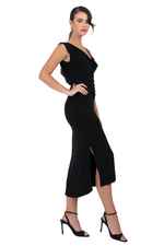 Load image into Gallery viewer, Asymmetric Draped Neckline Tango Dress
