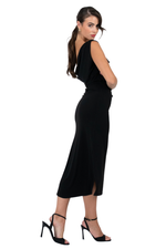 Load image into Gallery viewer, Asymmetric Draped Neckline Tango Dress