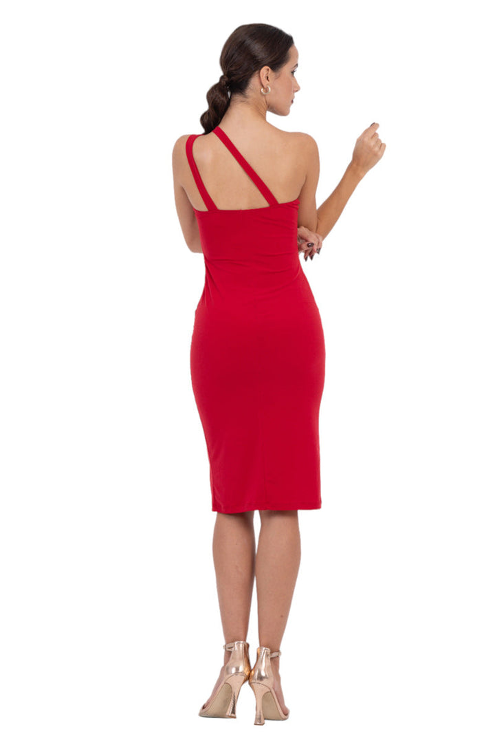 Asymmetric One-Shoulder Cutout Tango Dress