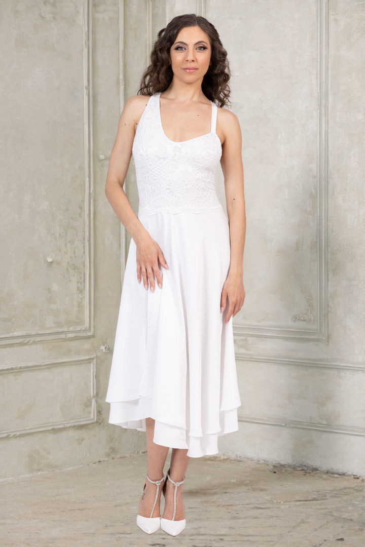 Asymmetric Strap Twist Back Bridal Dance Dress