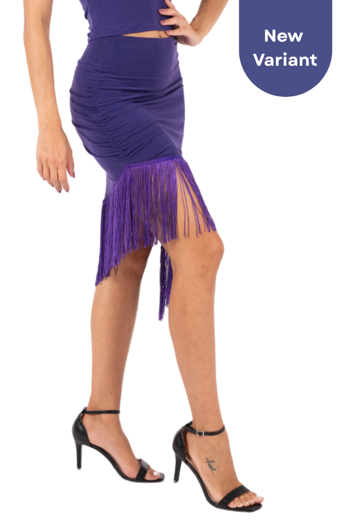 Asymmetric Tango Mini Skirt With Fringe