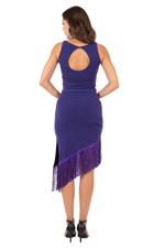 Load image into Gallery viewer, Asymmetric Tango Mini Skirt With Fringe
