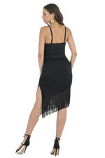 Load image into Gallery viewer, Asymmetric Tango Mini Skirt With Fringe
