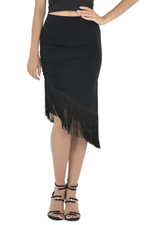 Load image into Gallery viewer, Asymmetric Tango Mini Skirt With Fringe
