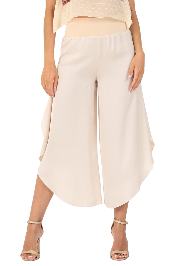 Asymmetric Cropped Satin Tango Pants