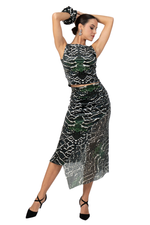Load image into Gallery viewer,  Asymmetric Snake Print Velvet Tango Skirt With Sequin
