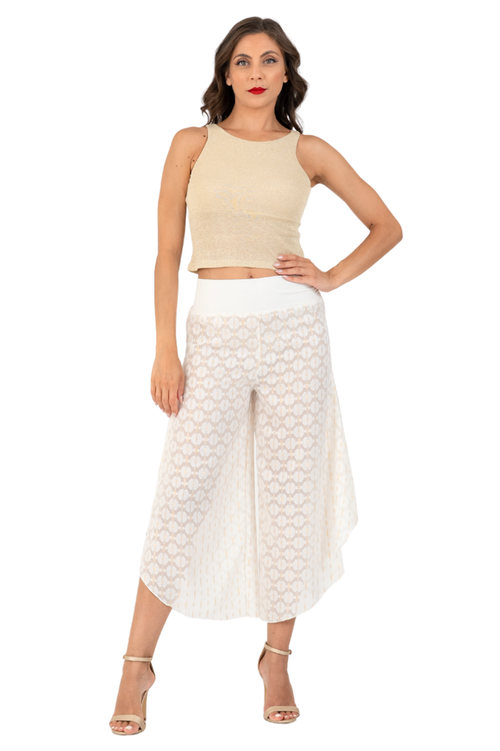 Shimmering Gold Keyhole Back Sleeveless Crop Top (S)