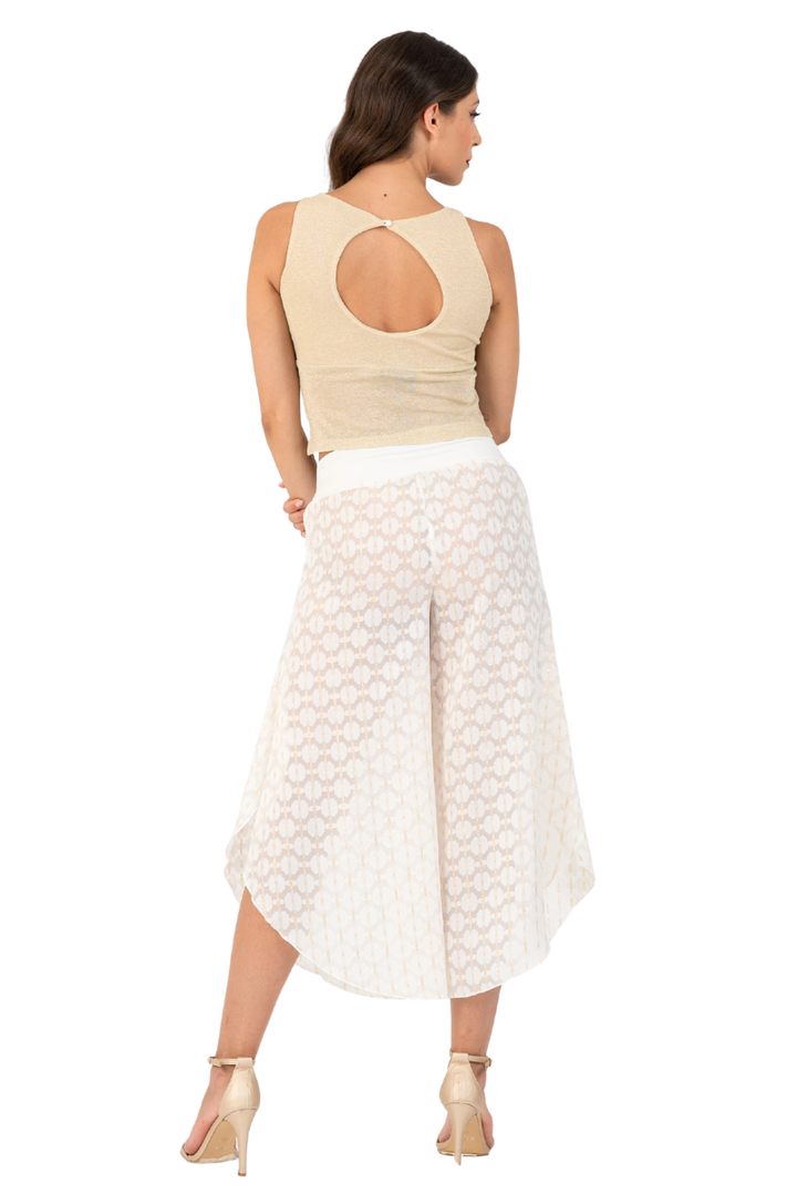 Shimmering Gold Keyhole Back Sleeveless Crop Top (S)