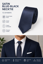 Load image into Gallery viewer, Blue-Black Men's Satin Necktie