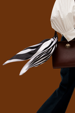 Load image into Gallery viewer, Black &amp; Off-white Irregular Striped Satin Diamond Scarf