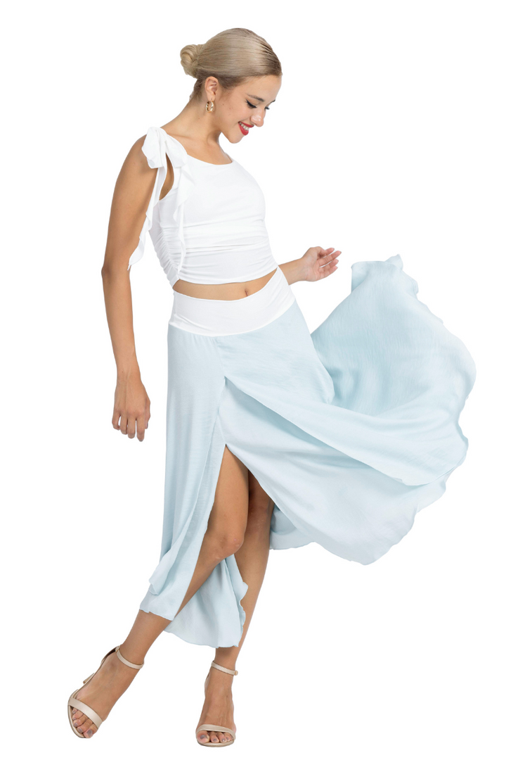 Baby Blue Satin Two-layered Dance Skirt
