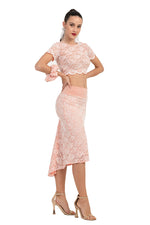 Load image into Gallery viewer, Baby Pink Floral Lace Crop Top
