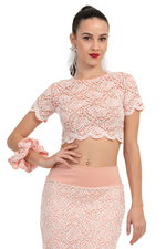 Load image into Gallery viewer, Baby Pink Floral Lace Crop Top
