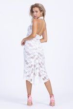 Load image into Gallery viewer, White Fishtail Tango Dress With Lace