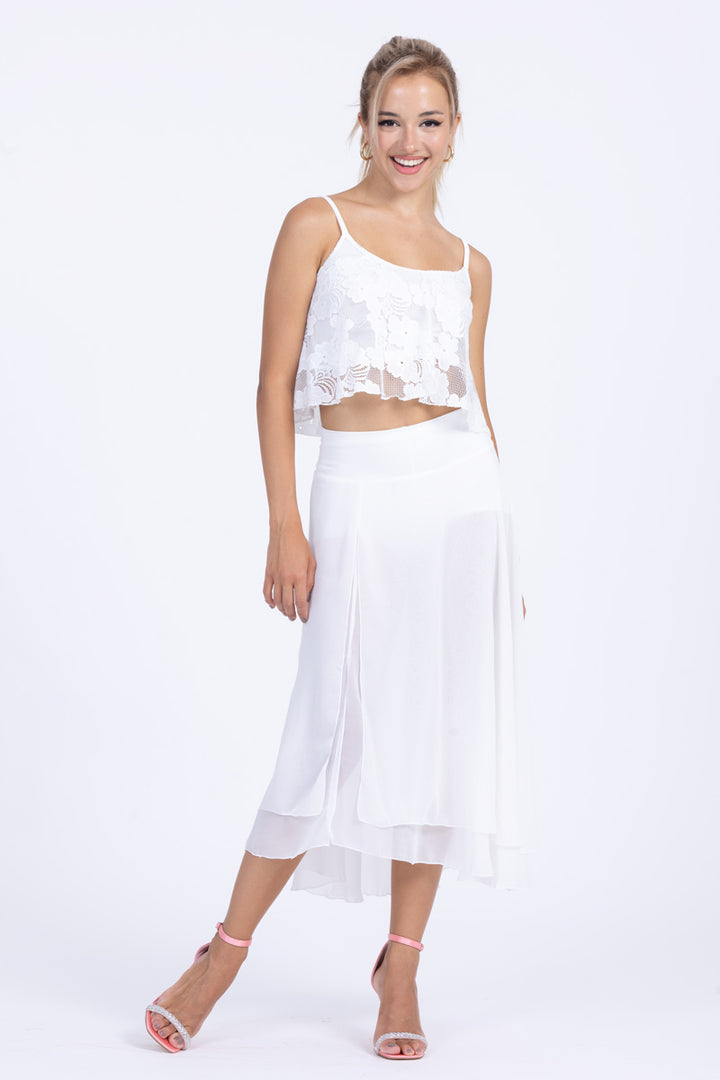 White Lace Loose Crop top