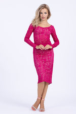 Load image into Gallery viewer, Fuchsia Guipure Lace Fishtail Tango Skirt