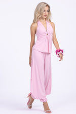 Load image into Gallery viewer, Baby Pink Halter-neck Tango Top With Ruched Details