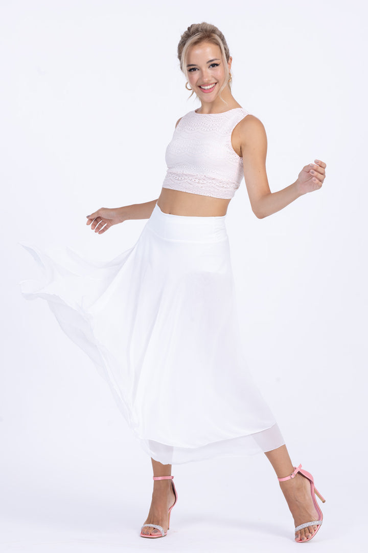 White Two-layer Georgette Dance Skirt