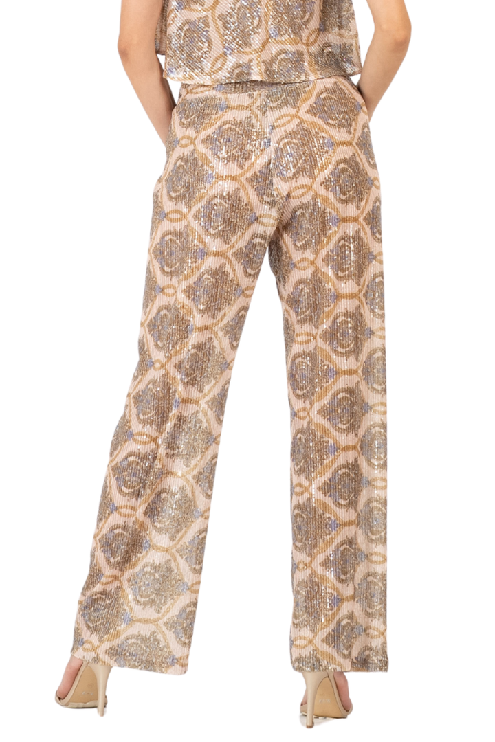 Baroque Print Wide Leg Pants