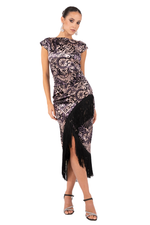 Load image into Gallery viewer, Baroque Print Velvet Wrap Skirt With Fringe
