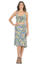 Load image into Gallery viewer, Beige Floral Tango Skirt With Rich Back Draping
