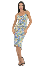 Load image into Gallery viewer, Beige Floral Fishtail Tango Dress with Ruched Back
