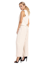 Load image into Gallery viewer, Sand Beige Linen Wrap Women&#39;s Tailored Trousers