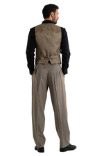 Load image into Gallery viewer, Taupe Striped Pants With Front And Back Pleat
