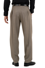 Load image into Gallery viewer, Taupe Striped Pants With Front And Back Pleat
