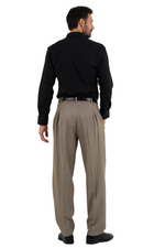 Load image into Gallery viewer, Taupe Striped Pants With Front And Back Pleat
