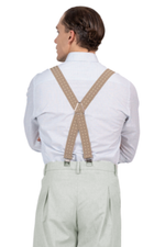 Load image into Gallery viewer, Beige Dotted Striped Men's Adjustable Suspenders