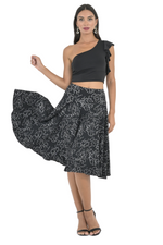 Load image into Gallery viewer, Black Abstract Line Print Full Swing Skirt
