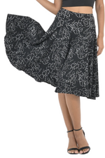 Load image into Gallery viewer, Black Abstract Line Print Full Swing Skirt
