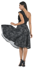 Load image into Gallery viewer, Black Abstract Line Print Full Swing Skirt
