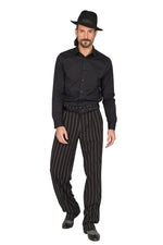 Load image into Gallery viewer, Black Bold Striped Men&#39;s Tango Pants With Two Pleats
