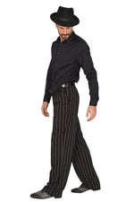 Load image into Gallery viewer, Black Bold Striped Men&#39;s Tango Pants With Two Pleats
