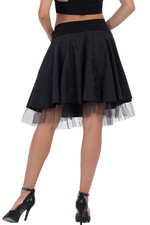 Load image into Gallery viewer, Black Brocade &amp; Tulle Two-layer Rock &#39;n&#39; Roll Skirt