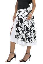 Load image into Gallery viewer, Black Floral Two-layer Satin Dance Skirt
