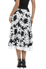 Load image into Gallery viewer, Black Floral Two-layer Satin Dance Skirt
