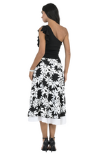 Load image into Gallery viewer, Black Floral Two-layer Satin Dance Skirt
