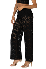 Load image into Gallery viewer, Black Lace Wide-Leg Tango Pants
