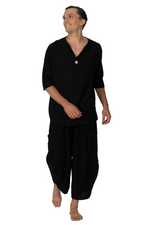 Load image into Gallery viewer, Black Linen Blend Balloon Pants
