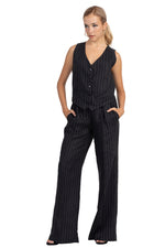 Load image into Gallery viewer, Black Pinstripe Women&#39;s Tailored Trousers