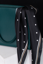 Load image into Gallery viewer, Black Polka Dot Satin Diamond Scarf
