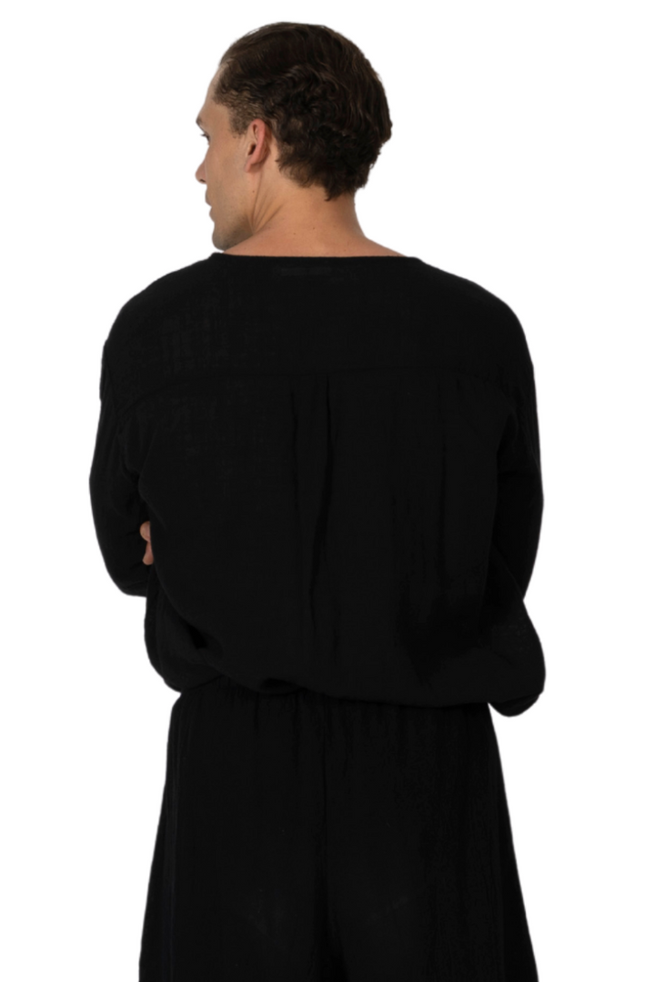 Black Pullover Shirt With Button