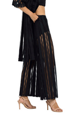 Load image into Gallery viewer, Black Sheer Striped Wide-Leg Pants