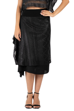 Load image into Gallery viewer, Black Shiny Lace Handkerchief Skirt