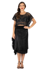 Load image into Gallery viewer, Black Shiny Lace Boxy Crop Top
