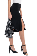 Load image into Gallery viewer, Black Tango Skirt With Satin Polka-Dot Tail
